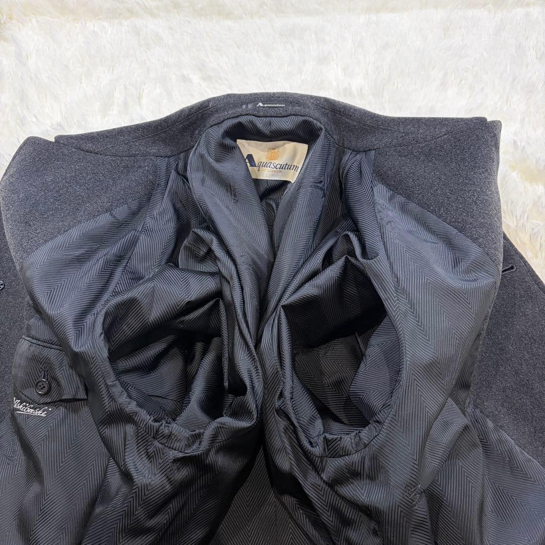 【カシミヤ100%】美品 アクアスキュータム 超ロング ステンカラーコート XL