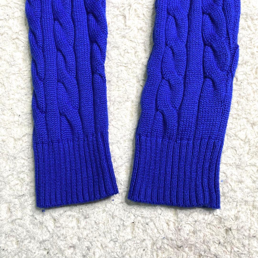 美品✨ラルフローレン 現行 QRコード ケーブル ニット 同色ポニー 青 M