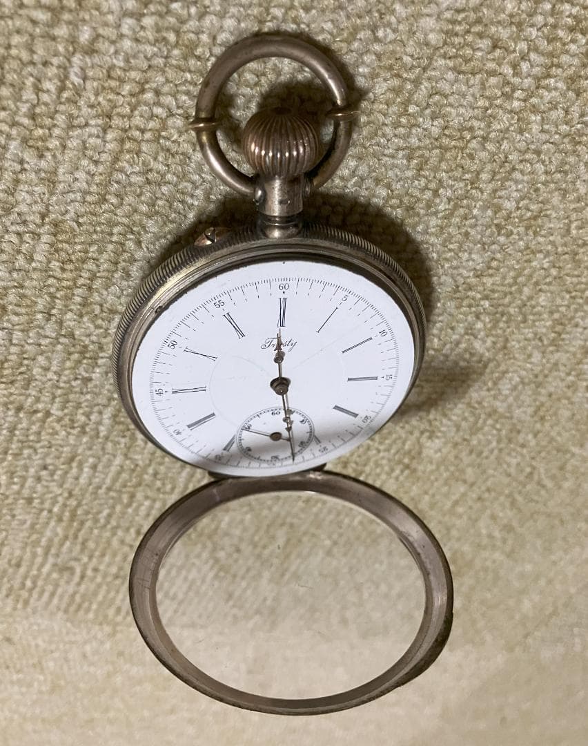 手巻き懐中時計 TRUSTY 犬のマーク レトロ ジャンク品 写真追加有