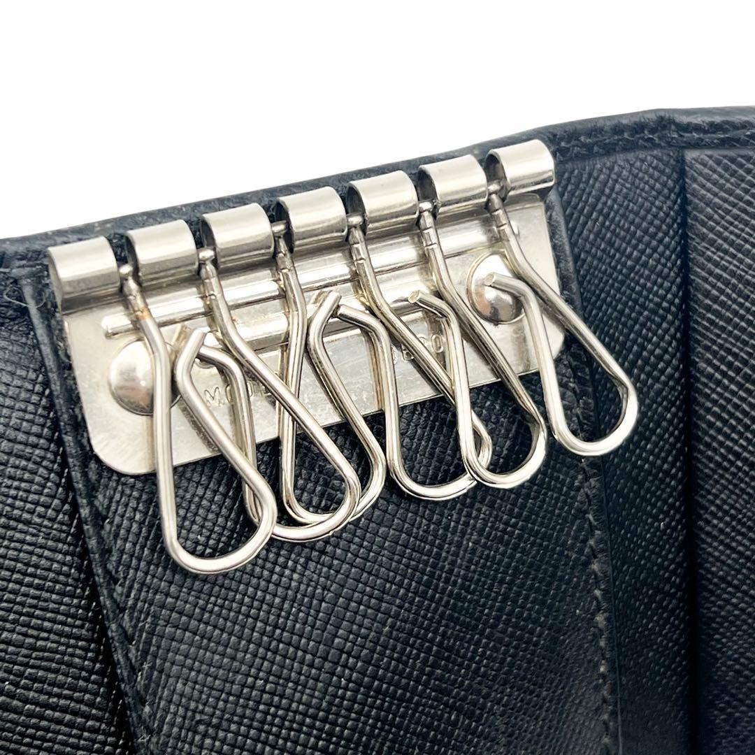 【美品】プラダ　サフィアーノ　三角プレート　キーケース　黒　ブラック　882