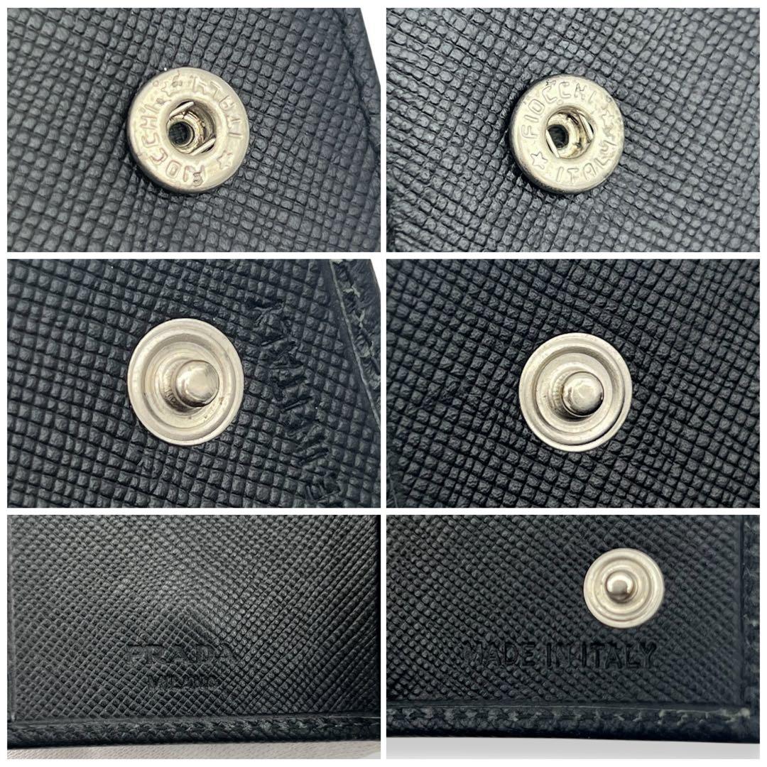 【美品】プラダ　サフィアーノ　三角プレート　キーケース　黒　ブラック　882