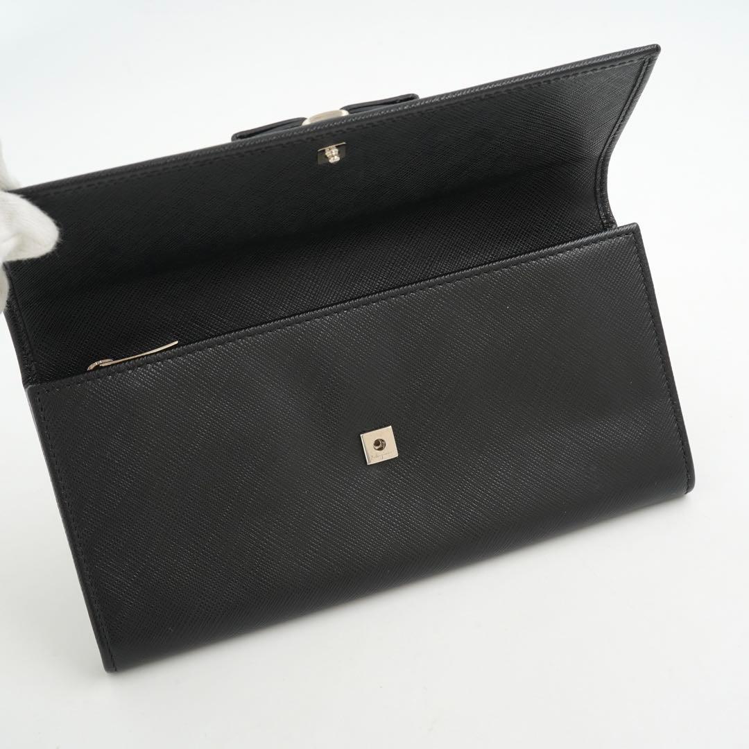 ✨極上美品✨　フェラガモ　長財布　ヴァラリボン　ロゴ刻印　本革　レザー　ブラック