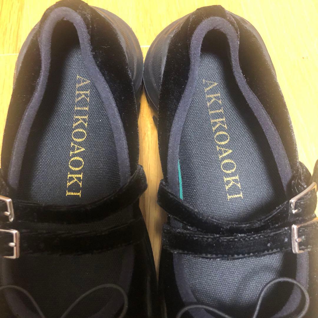 アキコアオキ　ブラック ベルベット スニーカー Giselle サイズ37