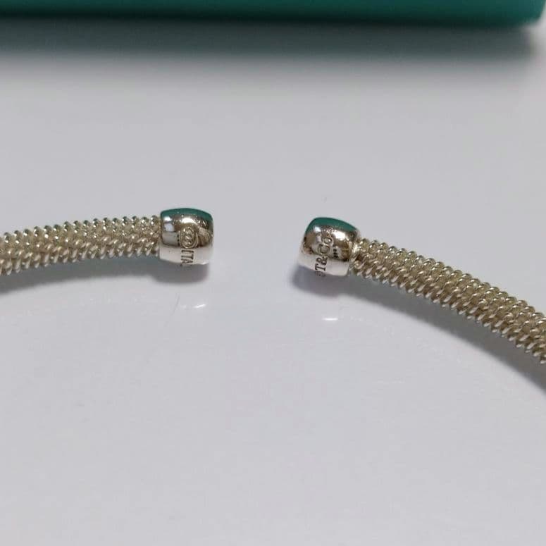 ティファニー サマセット メッシュ ハート バングル ブレスレット シルバー