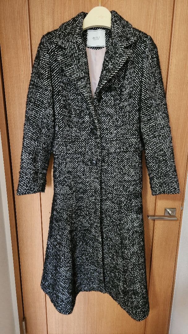 Her lip to ツイード ロングコートヘリンボーン ウール ミックスヤーン