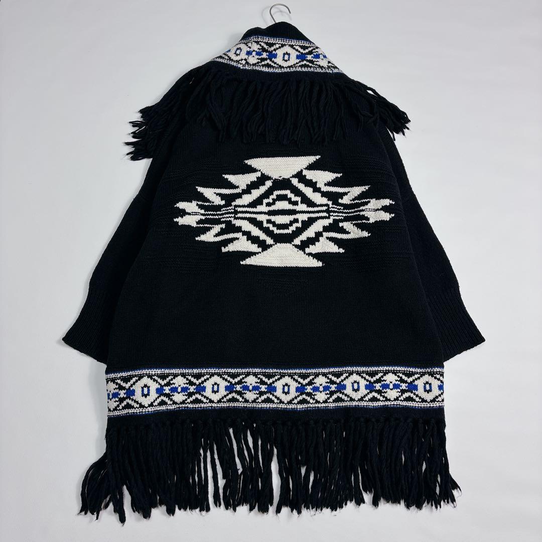 可愛い♡ポロラルフローレン ネイティブ柄 ポンチョ フリンジ キャメル