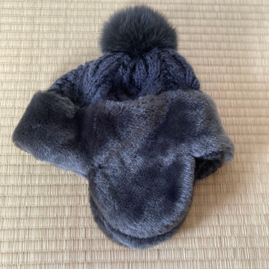 CA4LA ダークグレー 耳当てつきニット帽