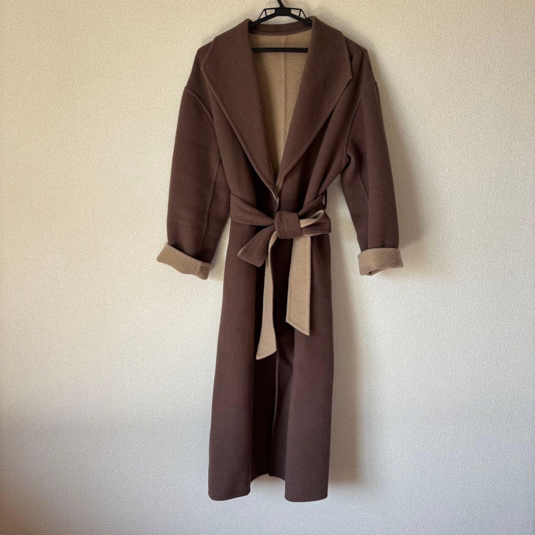 Noela ダブルフェイス リバーコート ロング 上品配色 リバーシブル