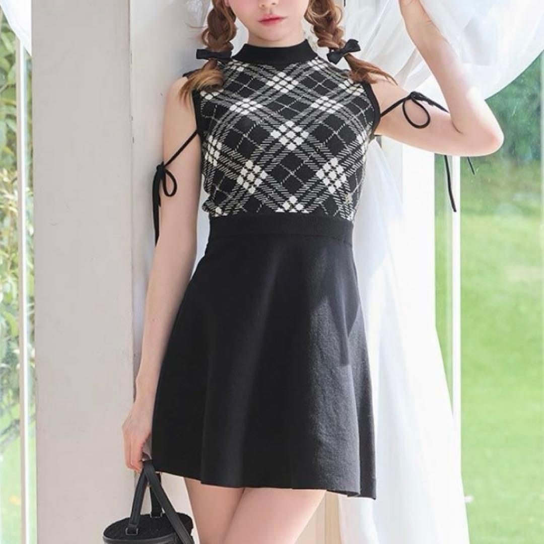 ミシェルマカロン チェックリボンミニワンピース - メルカリ