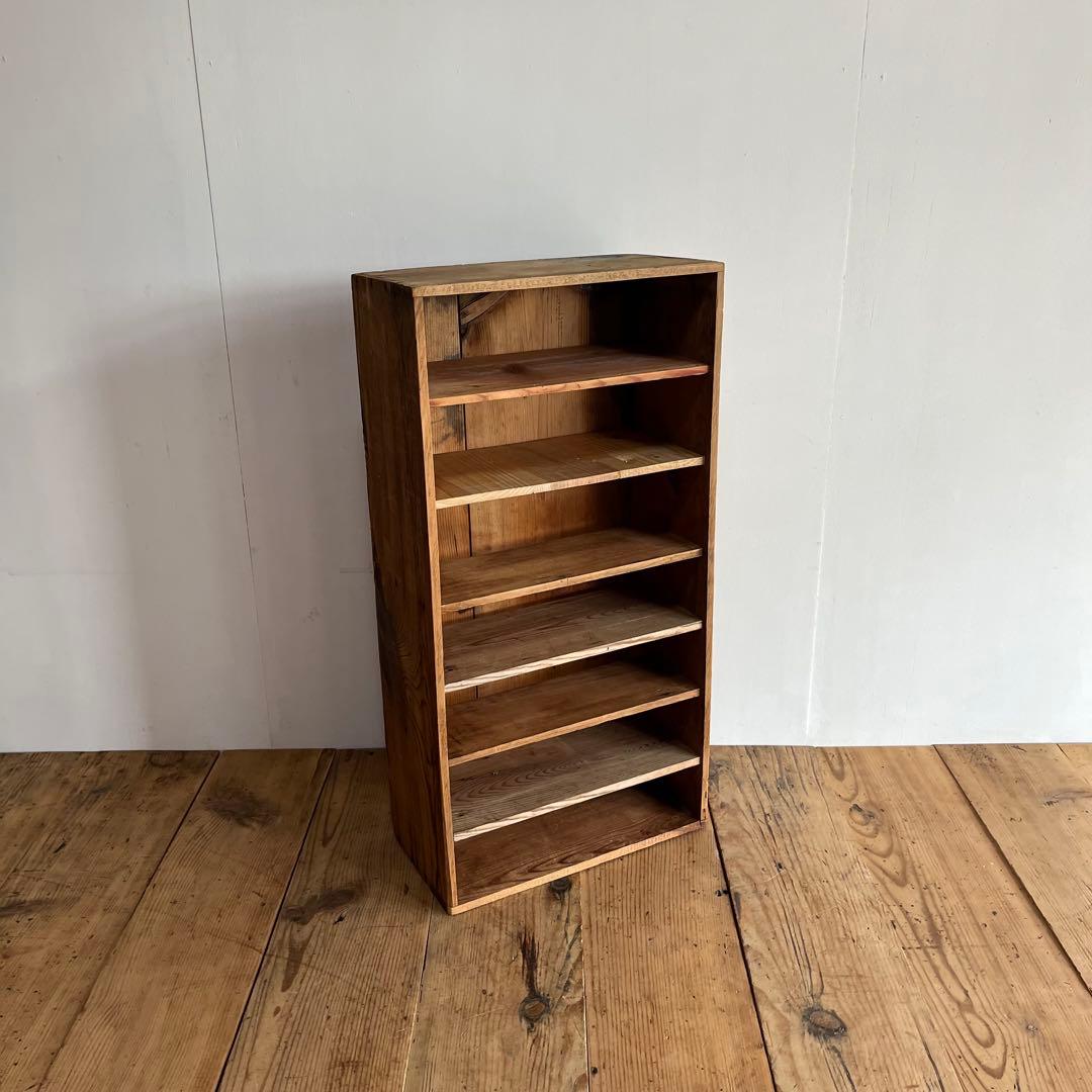 アンティーク 2way 仕切り棚 チェスト 食器棚 書類棚 無垢材 無塗装