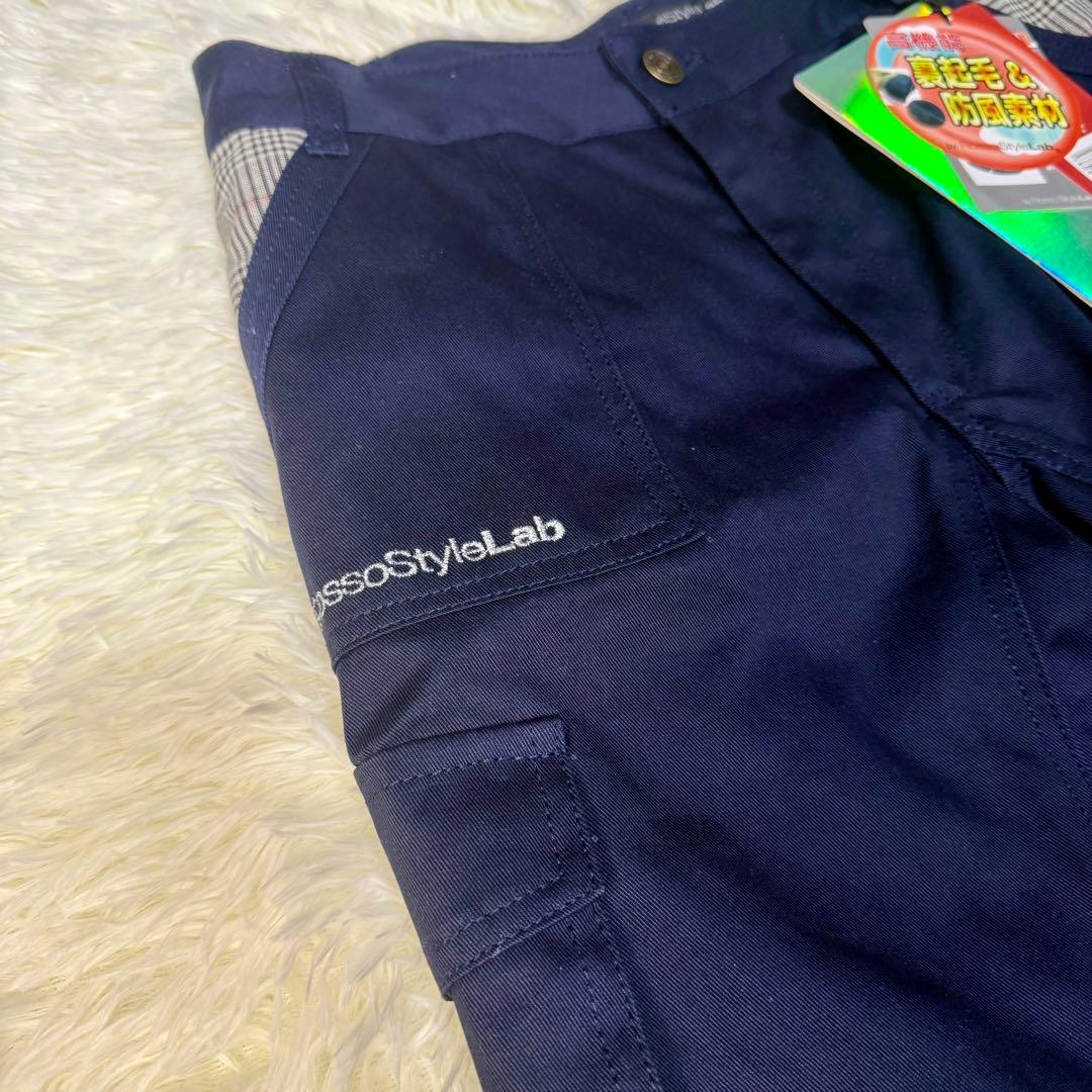 新品Rosso StyleLab 裏起毛防風防寒ライディングパンツ ネイビー M