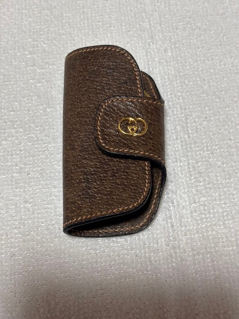 未使用品☆GUCCI オールドグッチ レザー3連キーケース 茶 イタリア製