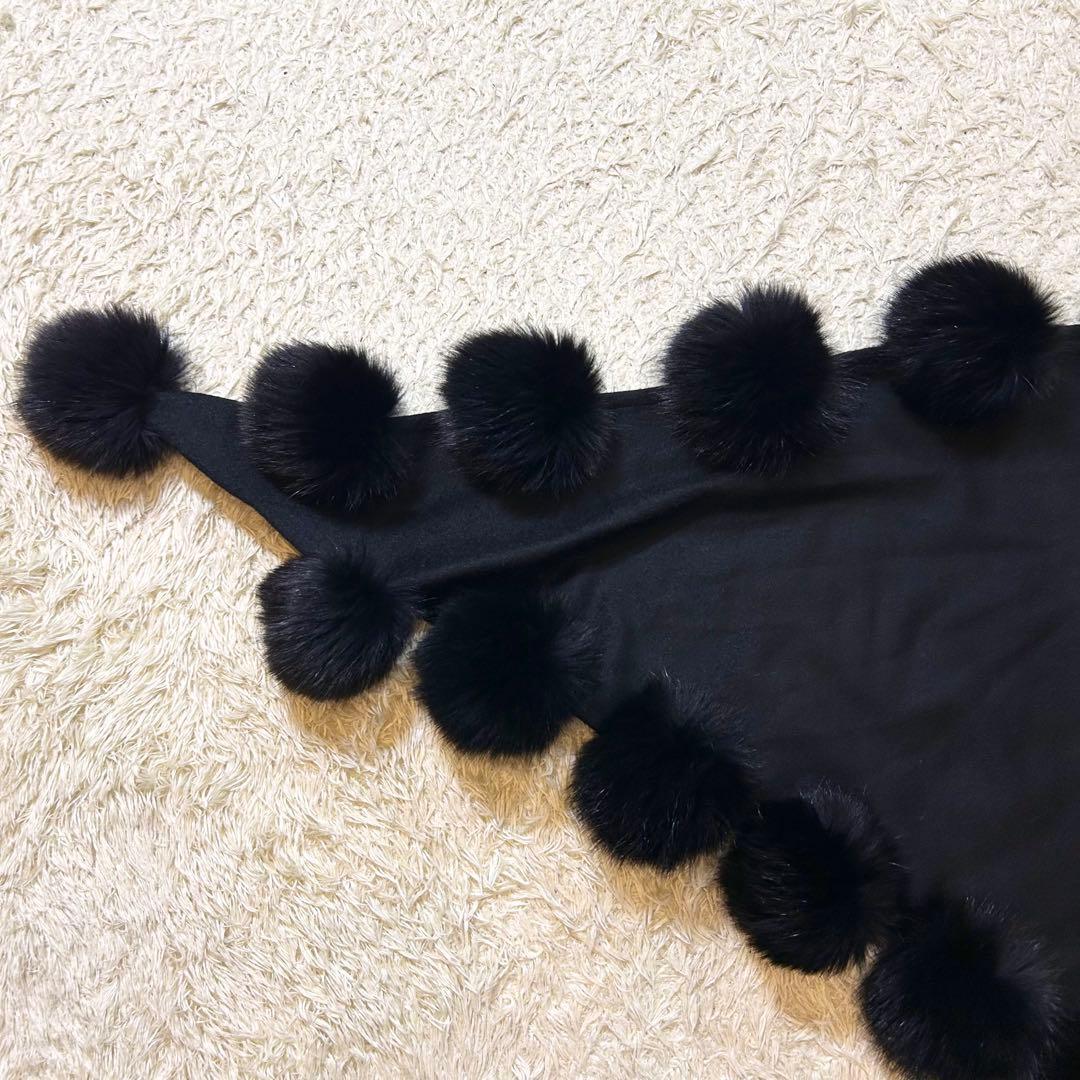 極美✨️】 カシミヤ100% フォックスファー 毛皮 ショール マントポンチョ