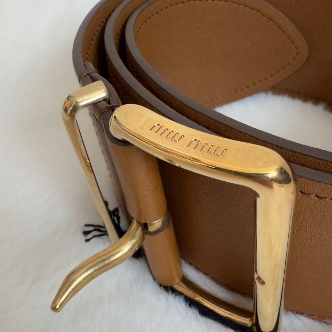 未使用級　miumiu ナッパレザー　ベルト　キャラメル　サイズ70