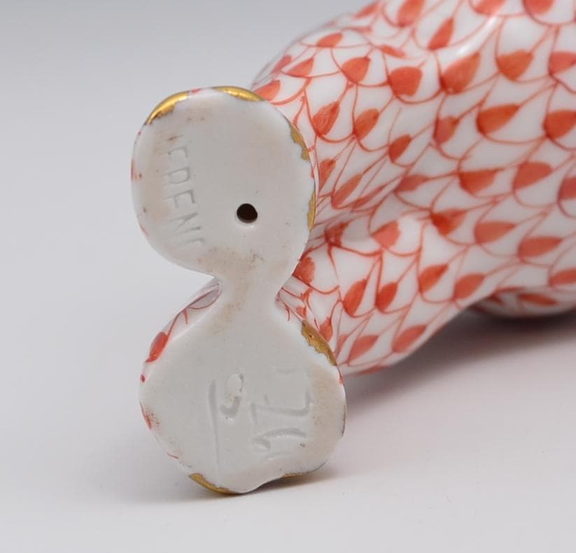 ヘレンド ラズベリー フィッシュネット エレファント 24K ゴールド 牙付き