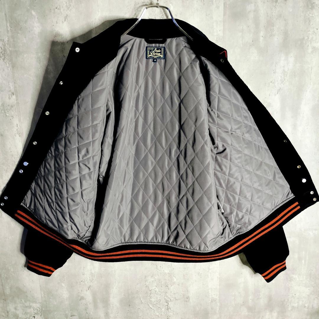 【美品】ステュディオダルチザン コーデュロイ スタジャン 刺繍 ワッペン 黒 L