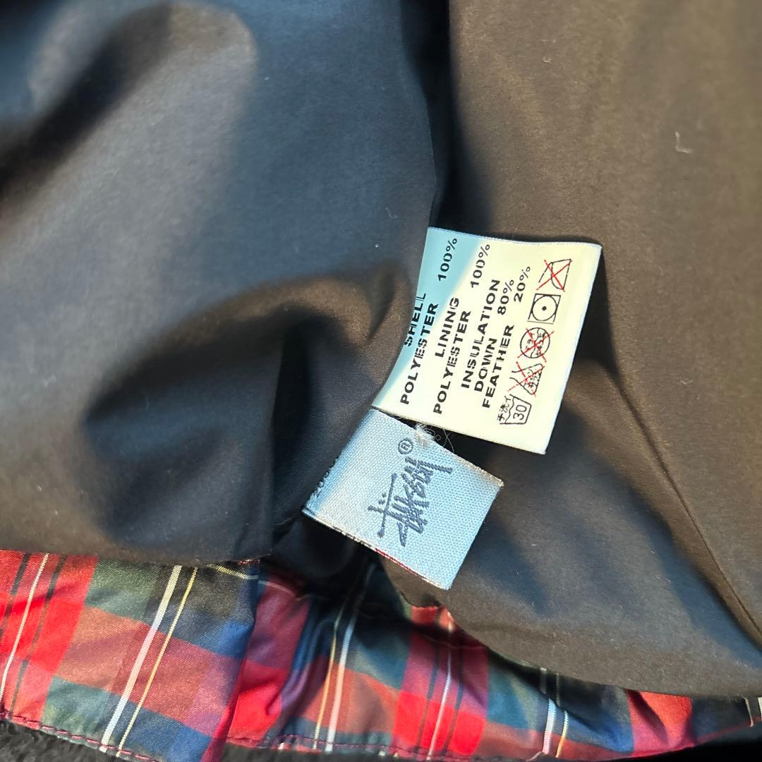 STUSSY チェックダウン ダウンジャケット ファージャケット 短丈 SWAG