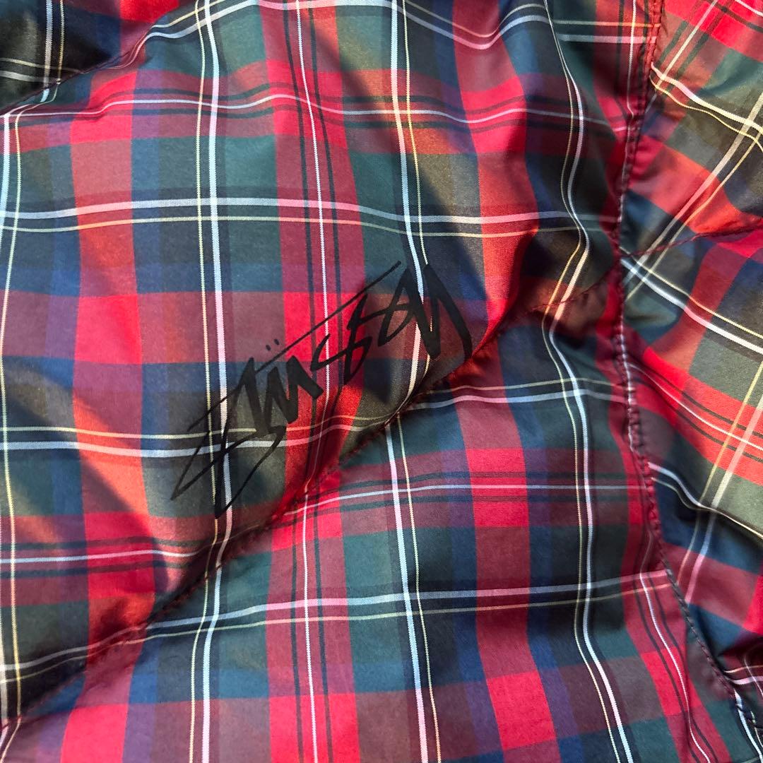 STUSSY チェックダウン ダウンジャケット ファージャケット 短丈 SWAG