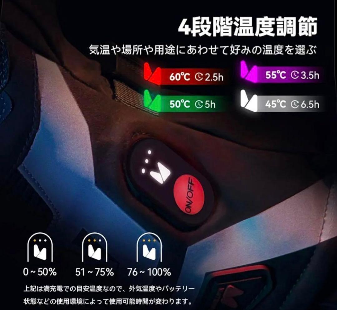 Hompres 電熱グローブ 2025 11.1V バッテリー残量表示 Sサイズ