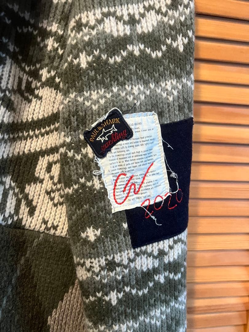 オリーブグリーン パターンニット カーディガン グレッグローレン