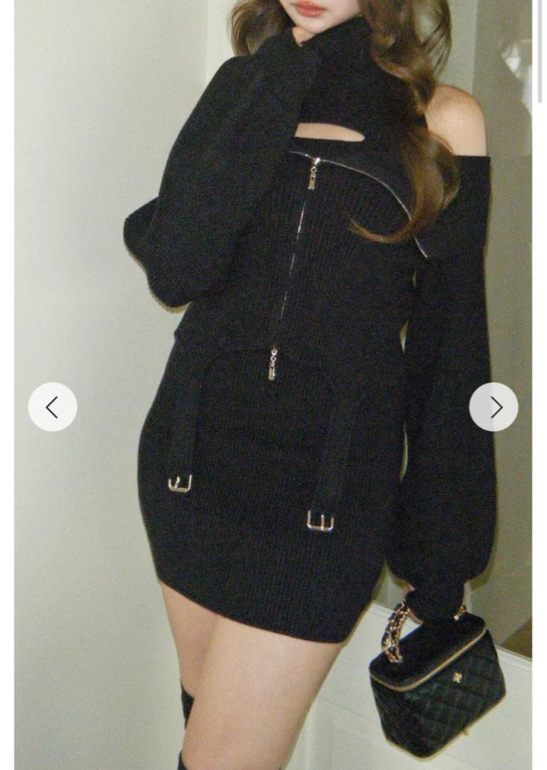 新品タグ付き Randy ガーターニットアンサンブル ブラック - メルカリ