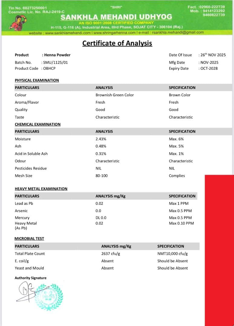 【みり】ヘナセット（RED 8 NB2+1＝11袋）