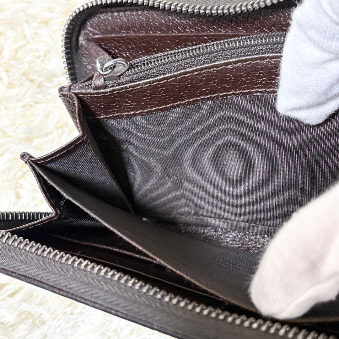 【定番人気】GUCCI グッチ　長財布　GG　ロゴプレート　ラウンドファスナー