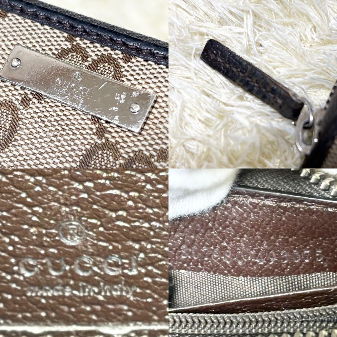 【定番人気】GUCCI グッチ　長財布　GG　ロゴプレート　ラウンドファスナー