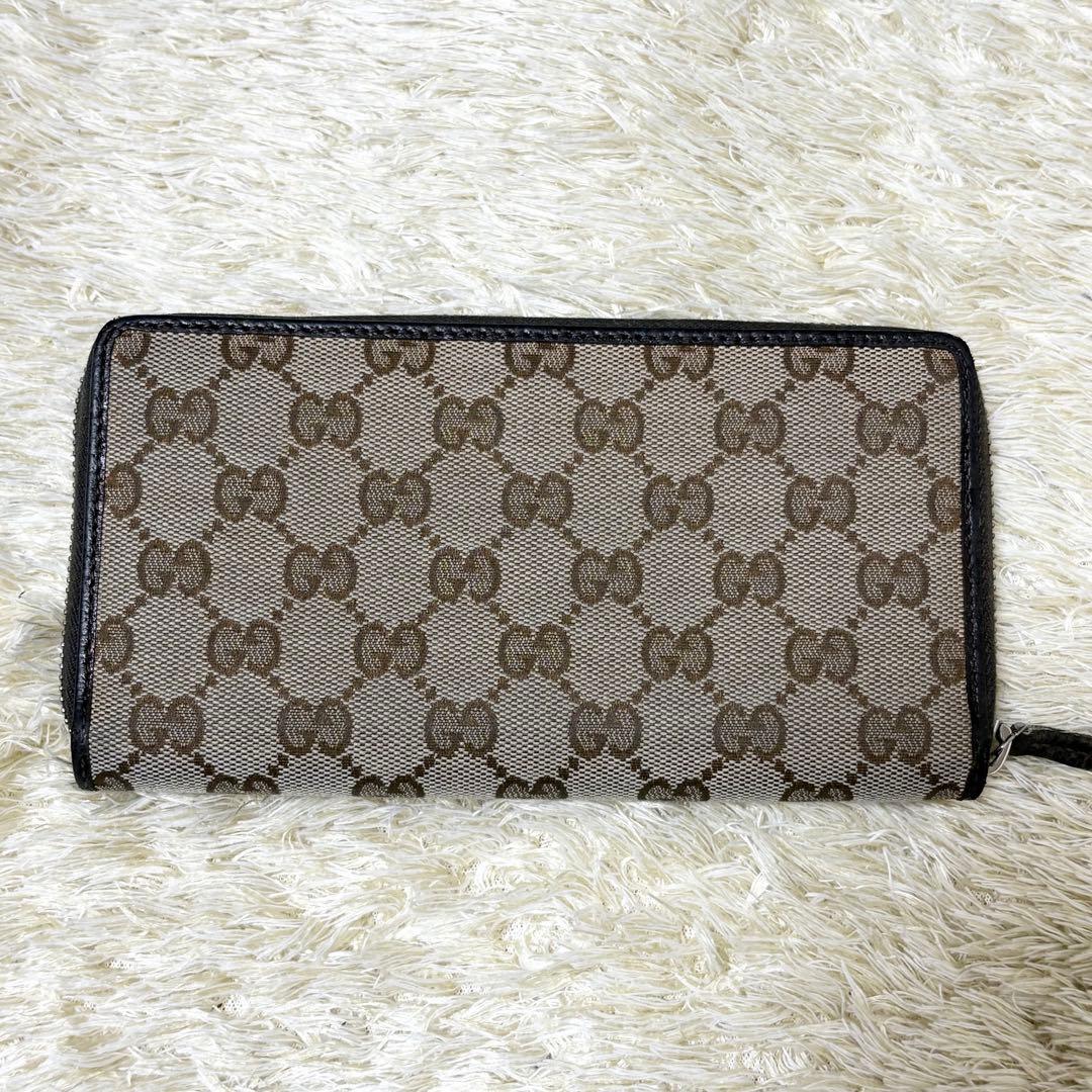 【定番人気】GUCCI グッチ　長財布　GG　ロゴプレート　ラウンドファスナー