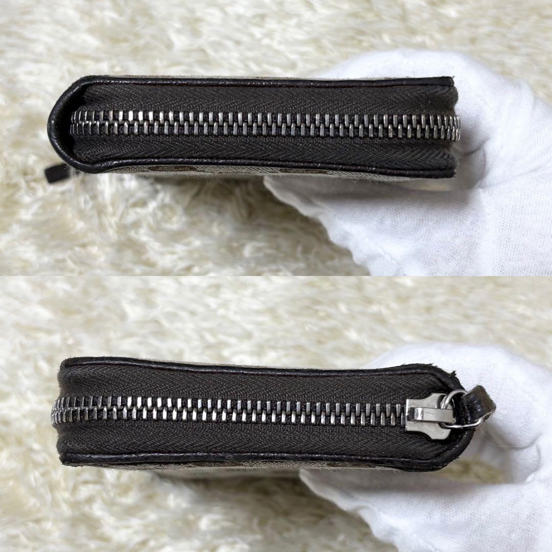 【定番人気】GUCCI グッチ　長財布　GG　ロゴプレート　ラウンドファスナー