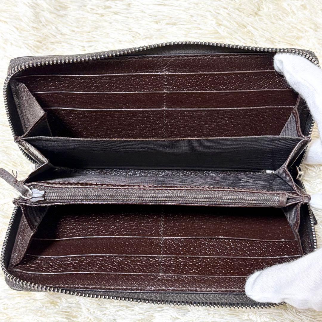 【定番人気】GUCCI グッチ　長財布　GG　ロゴプレート　ラウンドファスナー