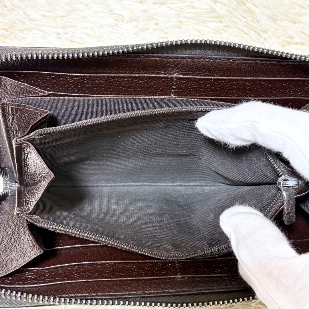 【定番人気】GUCCI グッチ　長財布　GG　ロゴプレート　ラウンドファスナー