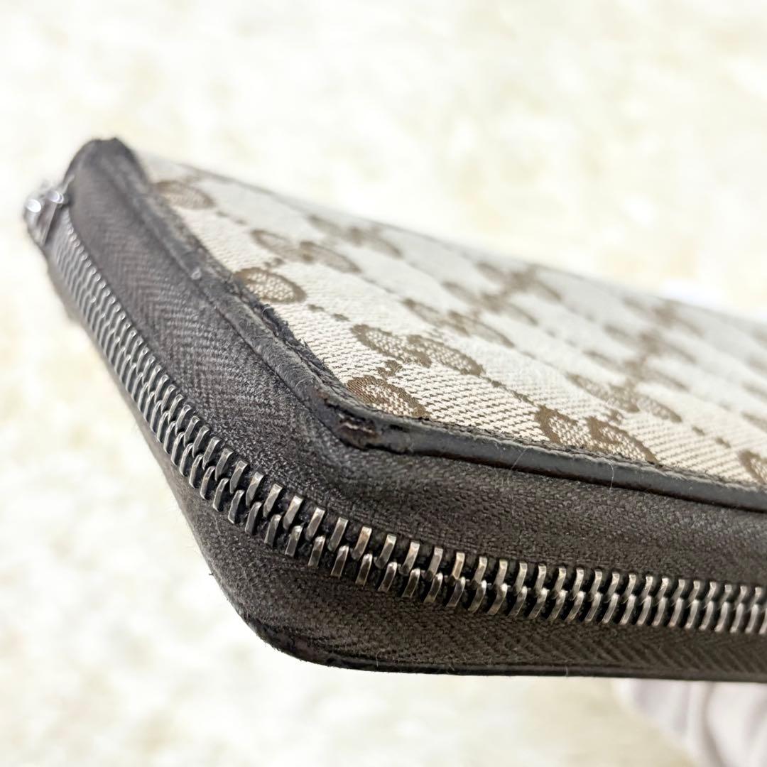 【定番人気】GUCCI グッチ　長財布　GG　ロゴプレート　ラウンドファスナー