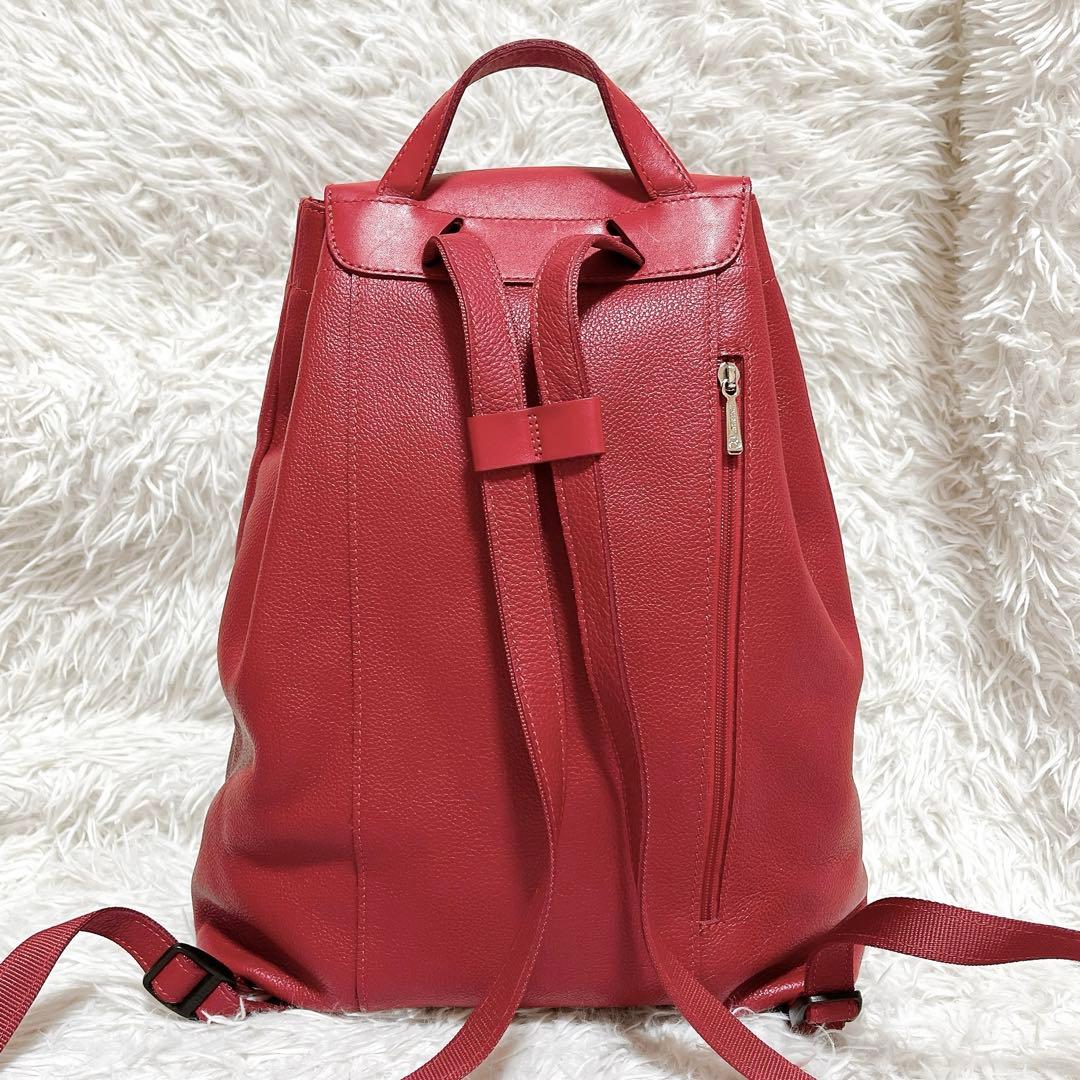 【美品•希少色】ロンシャン ル フローネ バックパック リュック レザー レッド