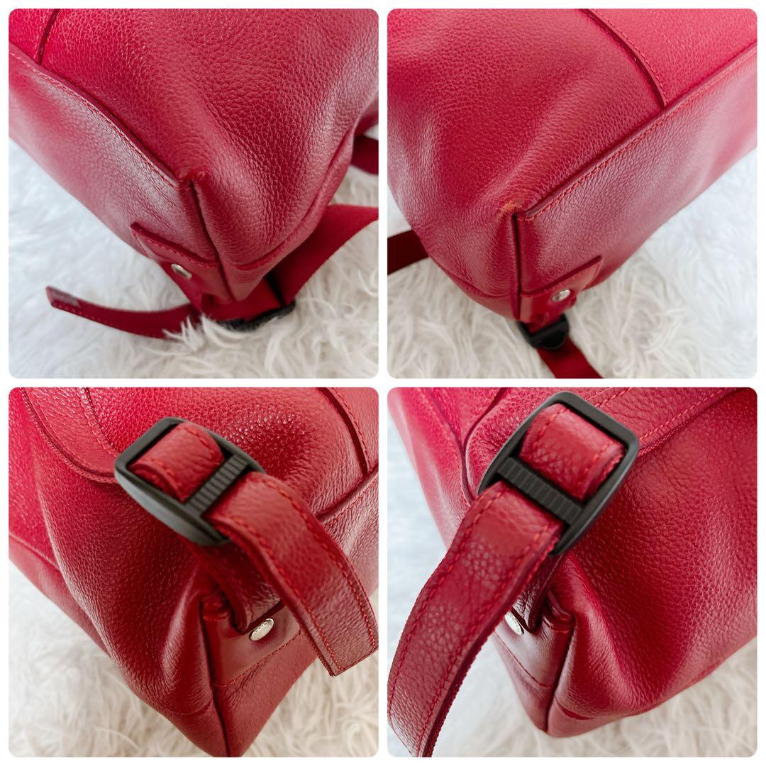 【美品•希少色】ロンシャン ル フローネ バックパック リュック レザー レッド