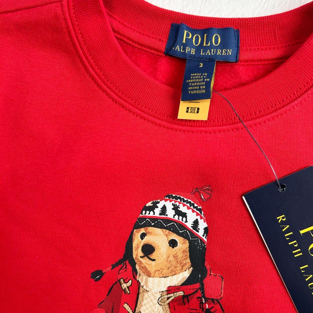 【12/13まで限定】ラルフローレンポロベアフリーススウェット 100 レッド