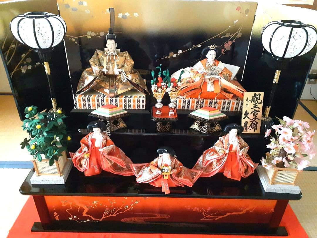 お雛様セットA　雛人形久月　五人飾衣装着　ひな祭り　桜橘ぼんぼり　木製雛壇含まず