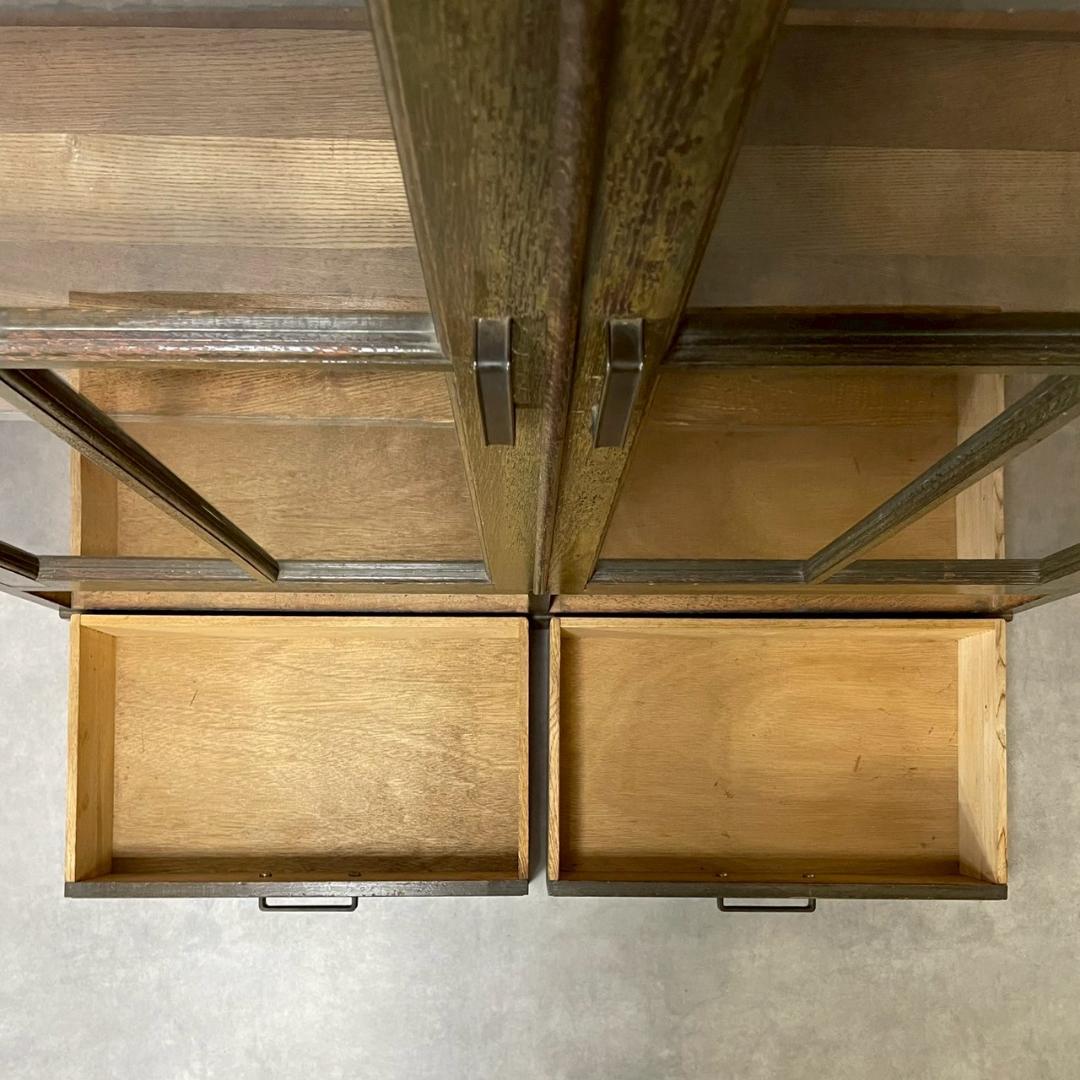 ヴィンテージ 木製 本棚 ガラスキャビネット 食器棚 古家具 収納 ビンテージ