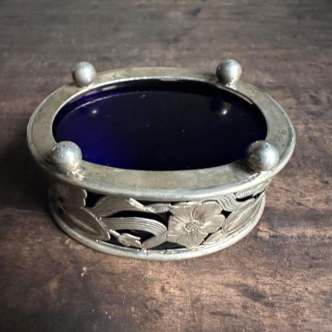 希少 一点物 銀 シルバー 瑠璃 ガラス 置物 小物入れ