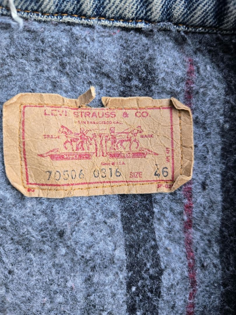 濃淡ヒゲ/サイズ46　USA製 Levi's 70506 ライナー付 524刻印