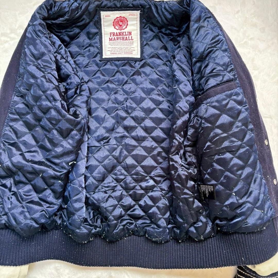 FRANKLIN&MARSHAL スタジャン 牛革 袖レザー キルティング