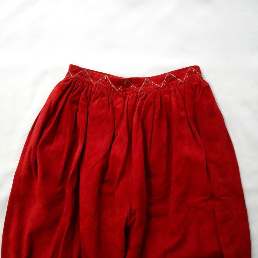 80s イタリア製　80年代　ヴィンテージ　リボン付き　ヌバックレザーパンツ