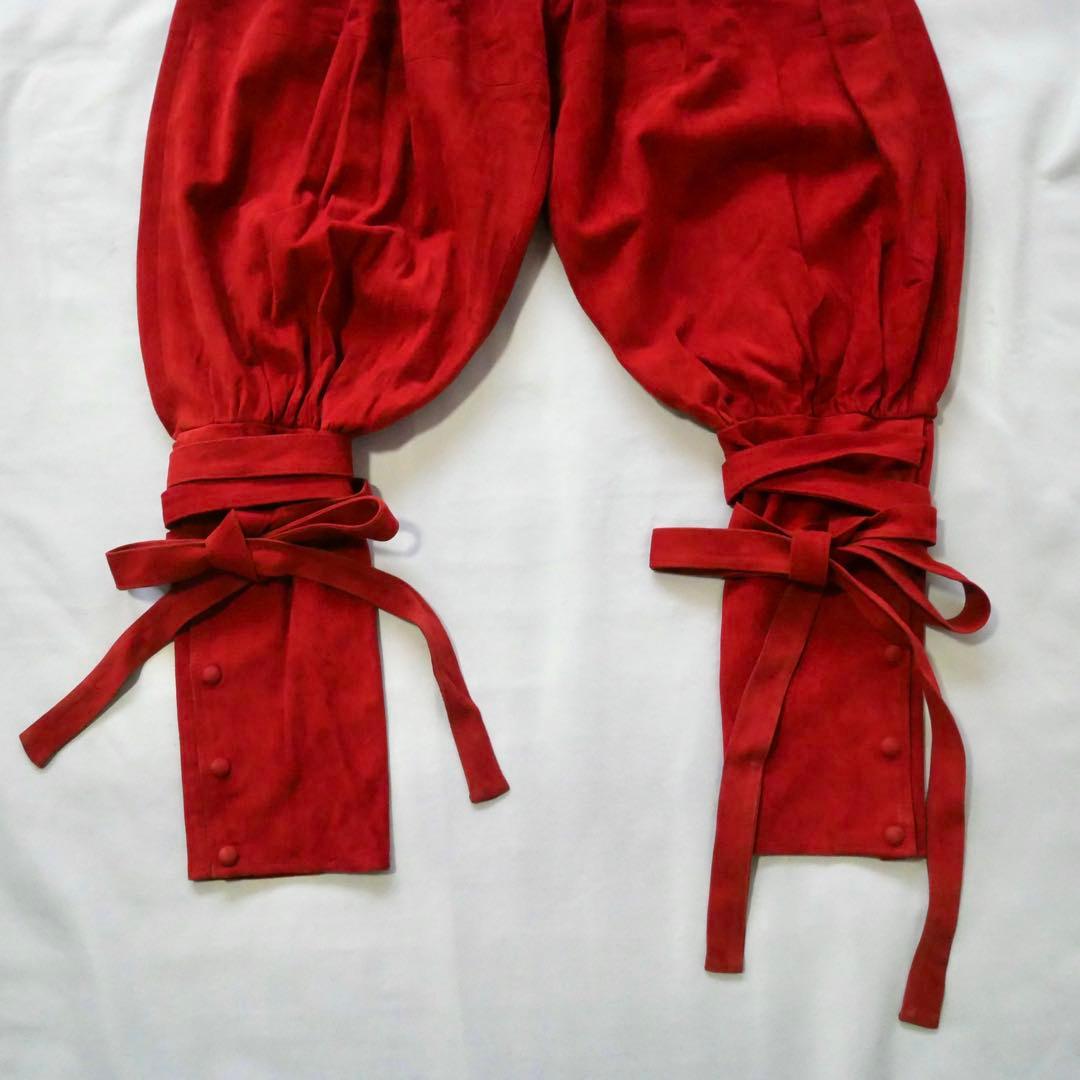 80s イタリア製　80年代　ヴィンテージ　リボン付き　ヌバックレザーパンツ