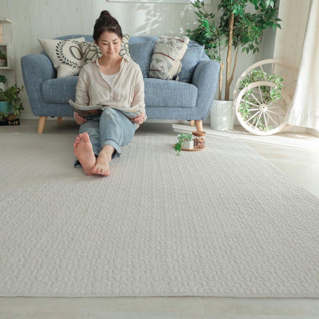 グレー キルティングラグ 滑り止め付 イブル ロアン グレージュ 190