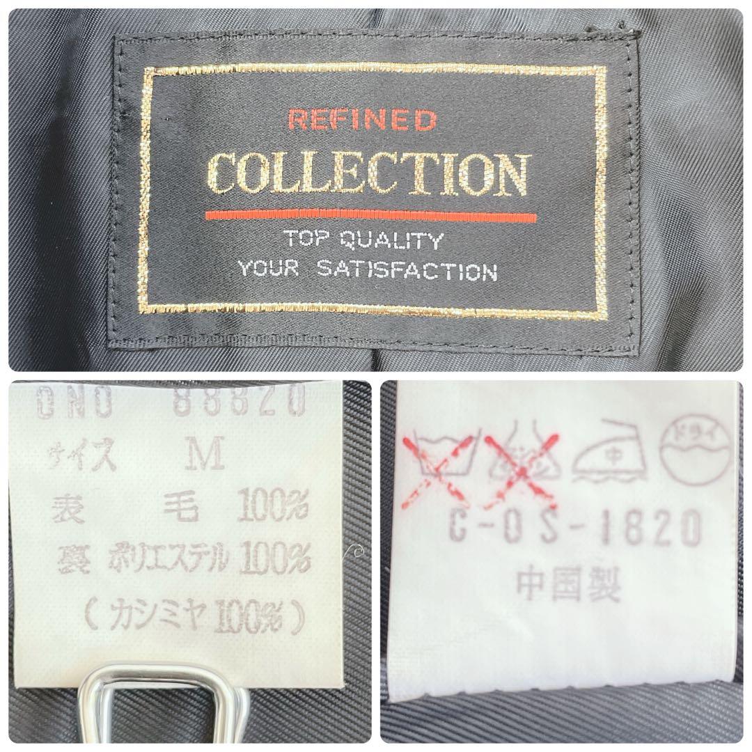 ヴィンテージ♡カシミヤ100%ダブルロングコート M ブラック パワーショルダー