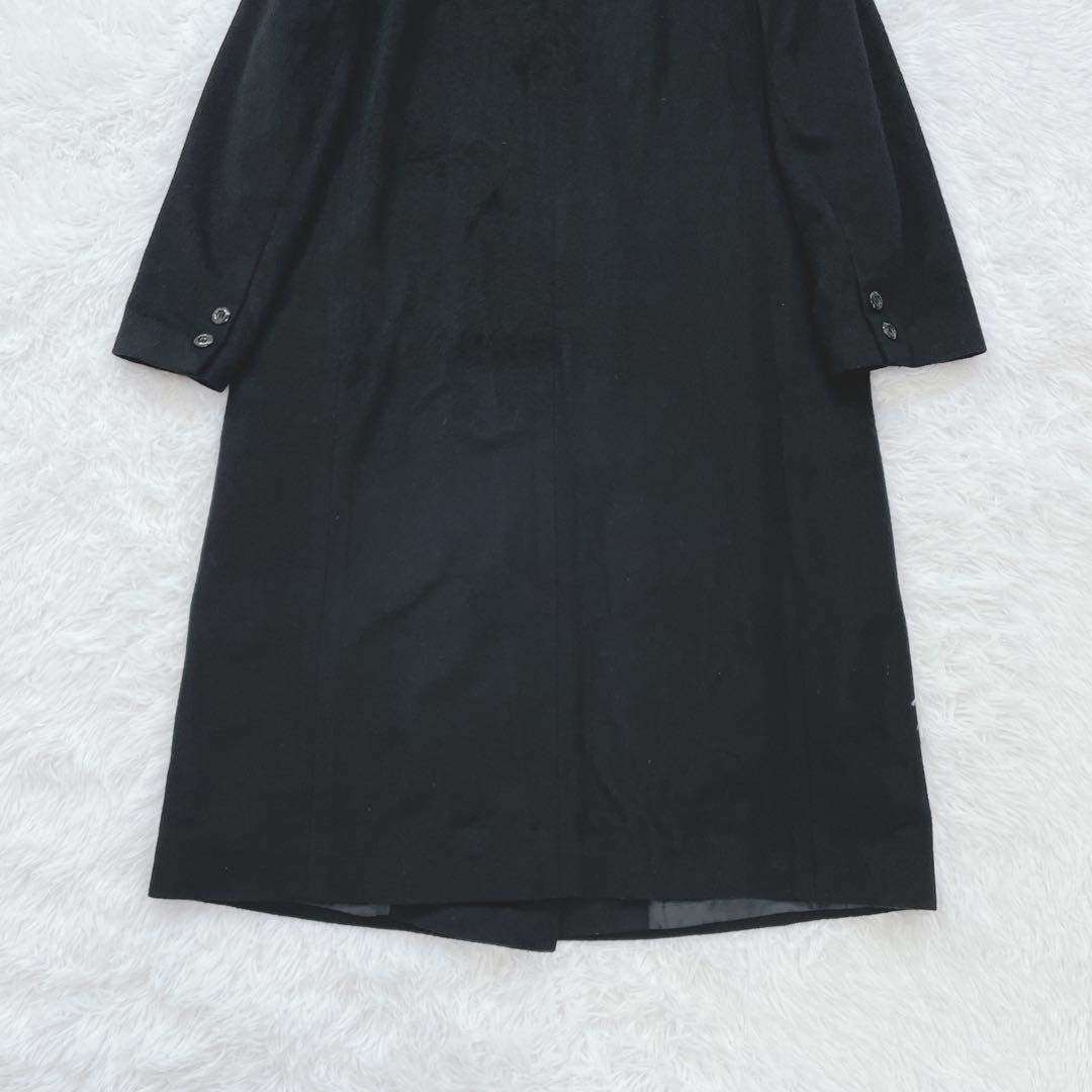 ヴィンテージ♡カシミヤ100%ダブルロングコート M ブラック パワーショルダー