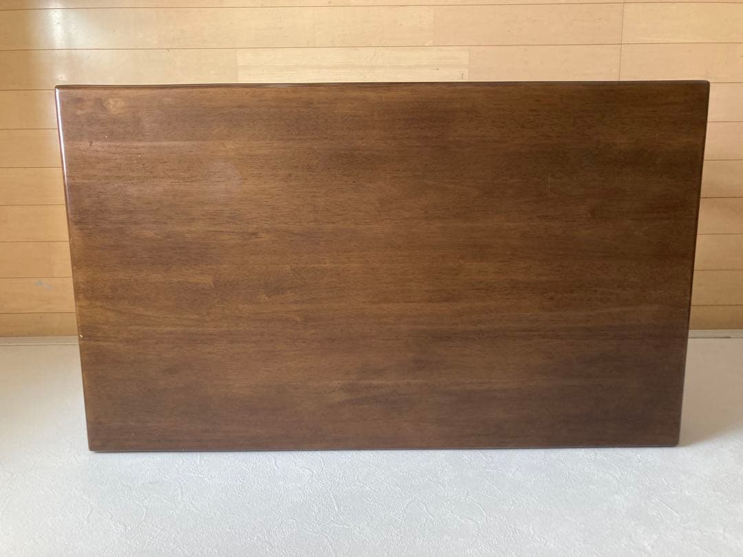 引き出し付きテーブル　デスク　天然木　ダークブラウン