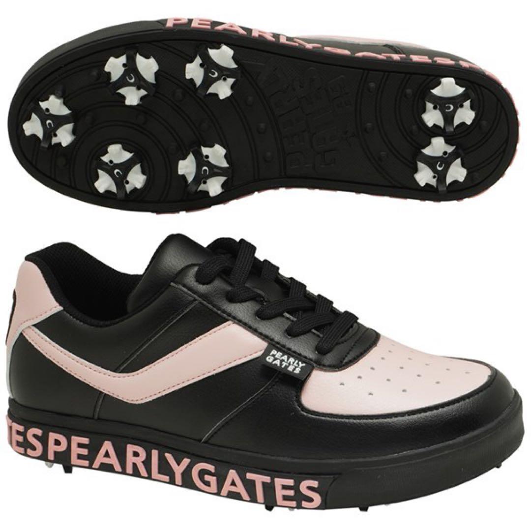 新品】PEARLY GATES ピンク×ブラックネイビー シューズ 24.5