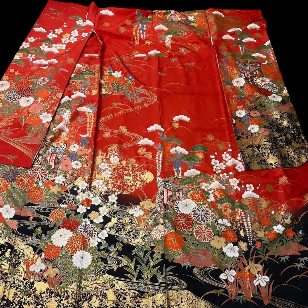 振袖フルセット(7点)・成人式・古典柄・金彩加工・胴裏正絹・高級手縫い・逸品