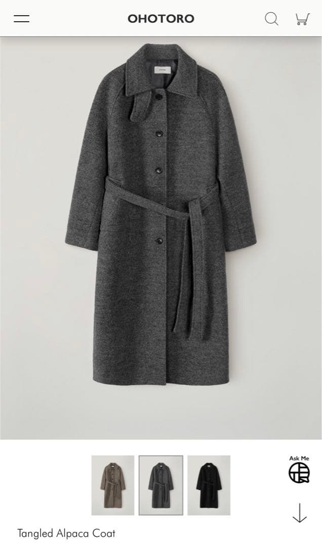 最終値下げ】ohotoro Tangled Alpaca Coat gray - メルカリ